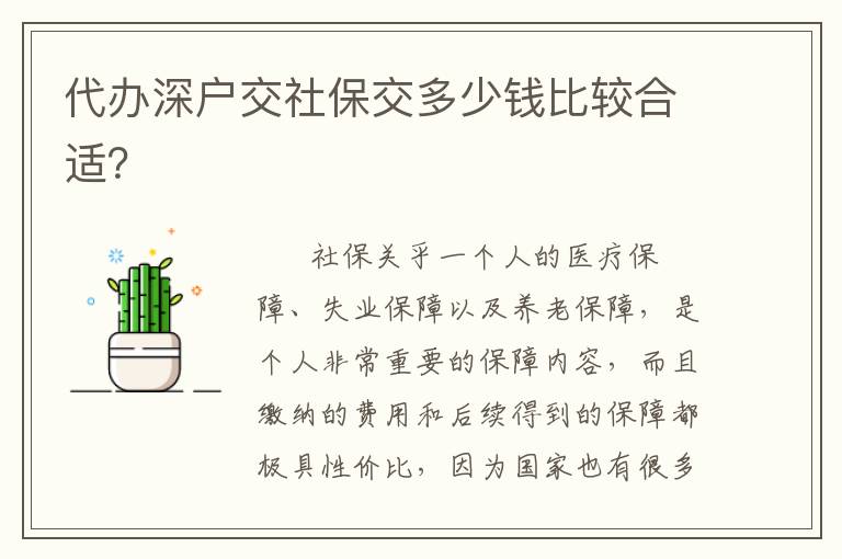 代辦深戶交社保交多少錢比較合適？