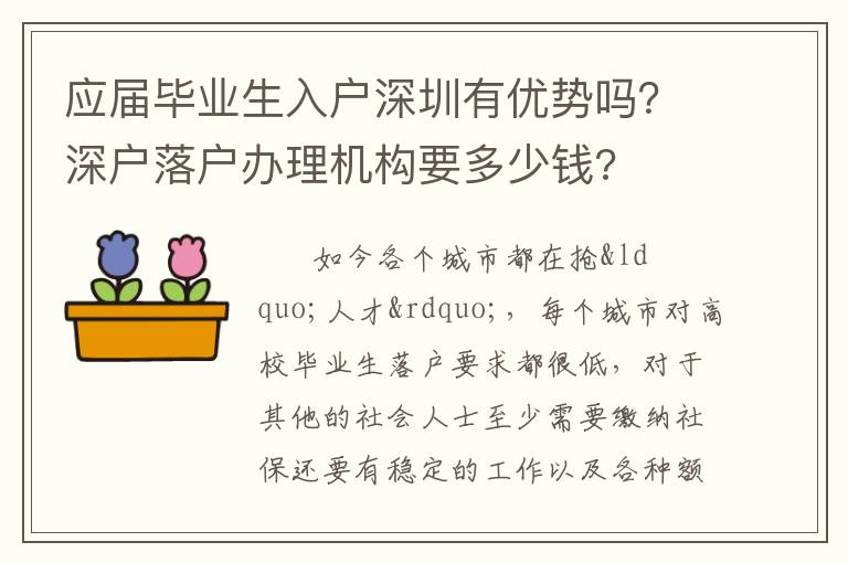 應(yīng)屆畢業(yè)生入戶深圳有優(yōu)勢(shì)嗎？深戶落戶辦理機(jī)構(gòu)要多少錢?