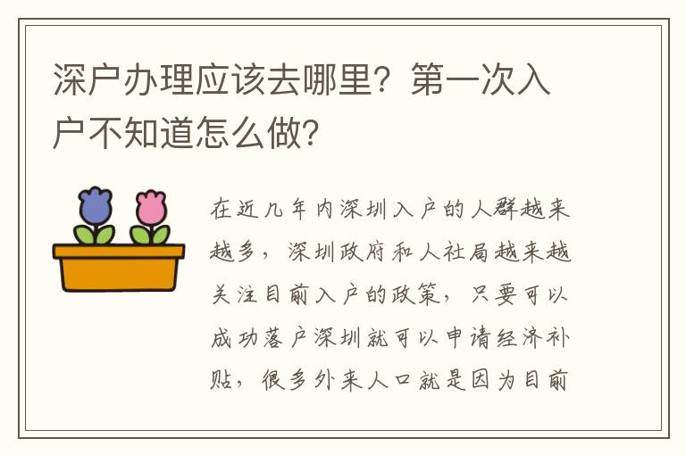 深戶辦理應(yīng)該去哪里？第一次入戶不知道怎么做？