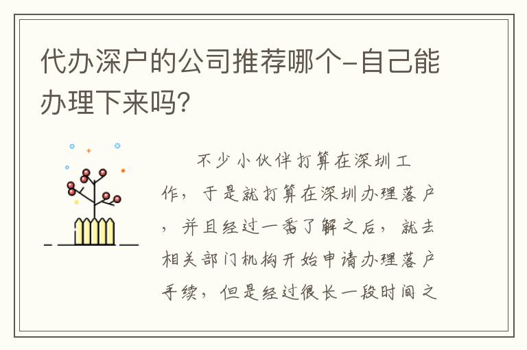 代辦深戶(hù)的公司推薦哪個(gè)-自己能辦理下來(lái)嗎？